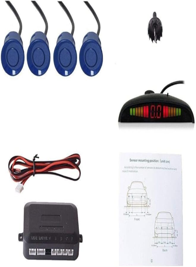 Car Auto Vehicle Visual Backup Radar System with 4 Parking Sensors -Blue